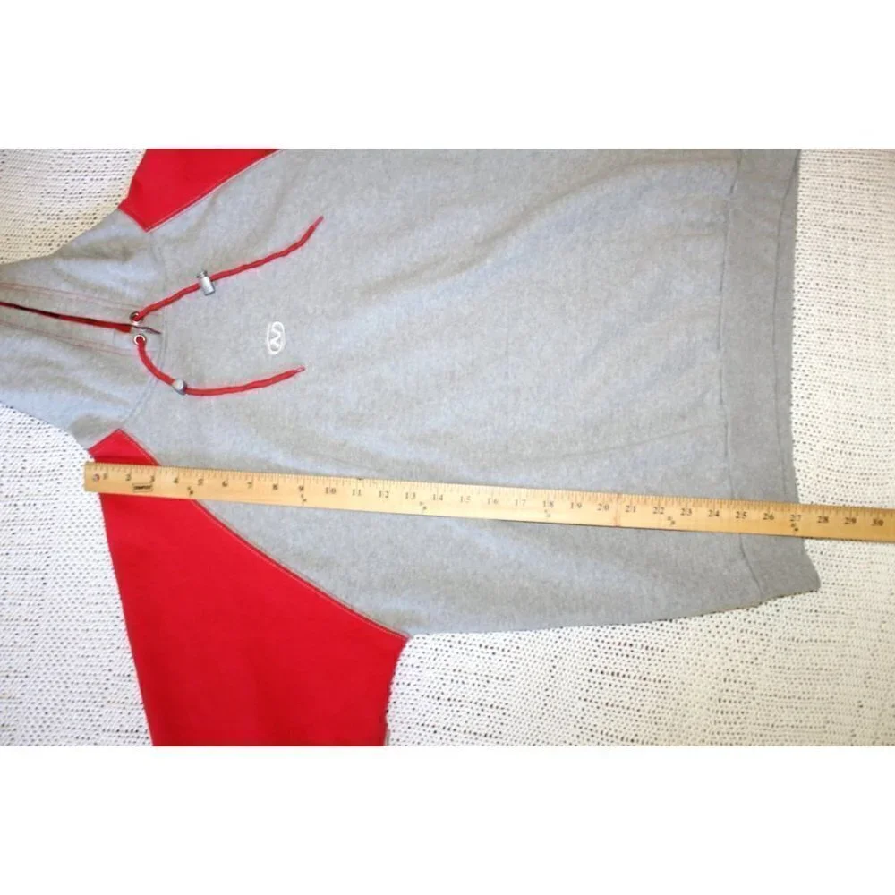 VTG No Fear Hooded Sweatshirt Grey & Red Long Sleeve Color block Pull on Size L?